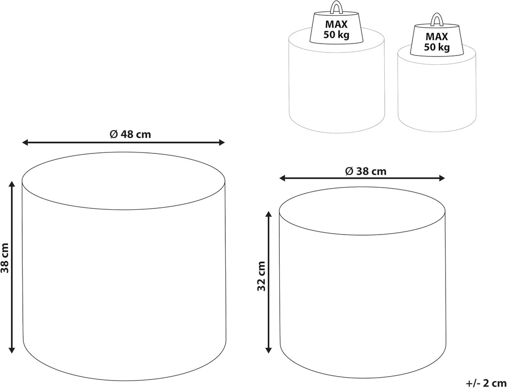2 Tables Basses Rondes Design Traditionnel MDF Bois Clair Manti
