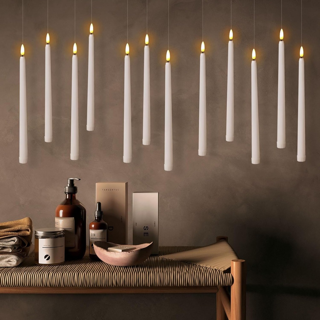 Lot de 12 bougies coniques LED à piles