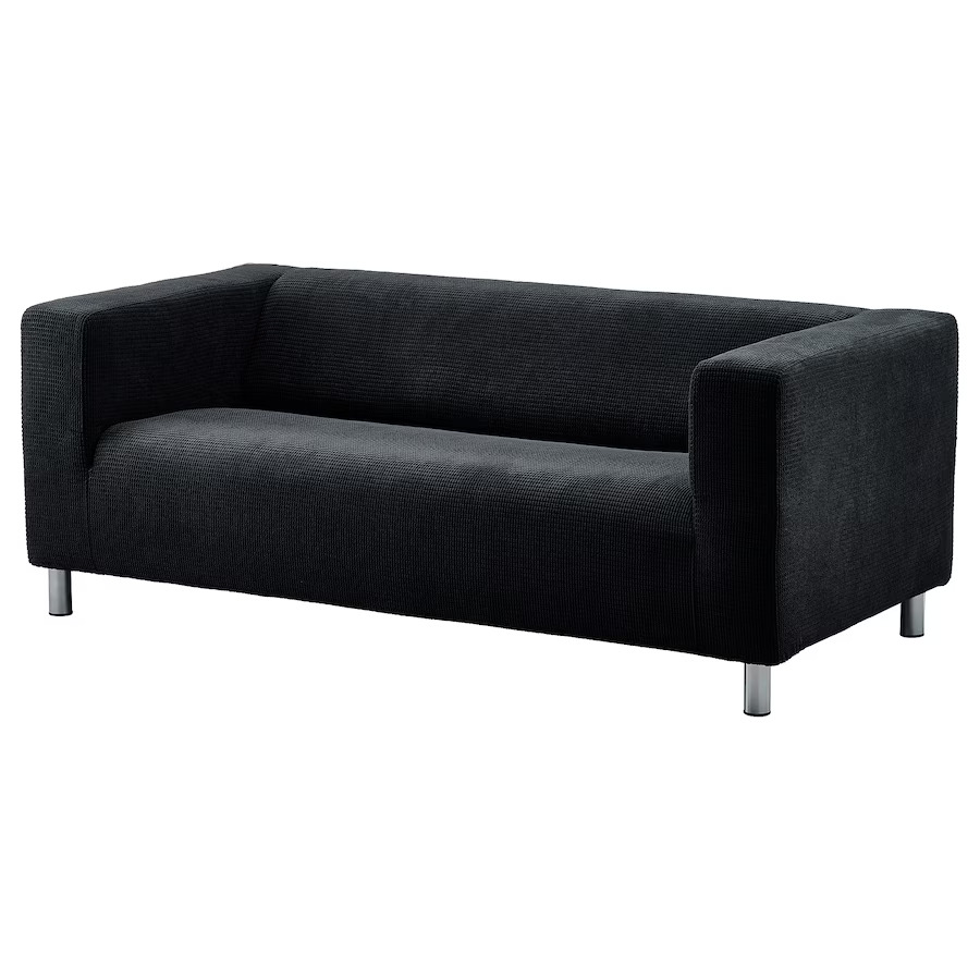 2-Seater Fabric Sofa Black