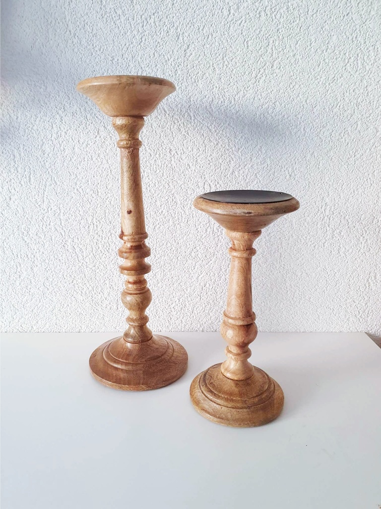 WOODEN CANDLEHOLDERS