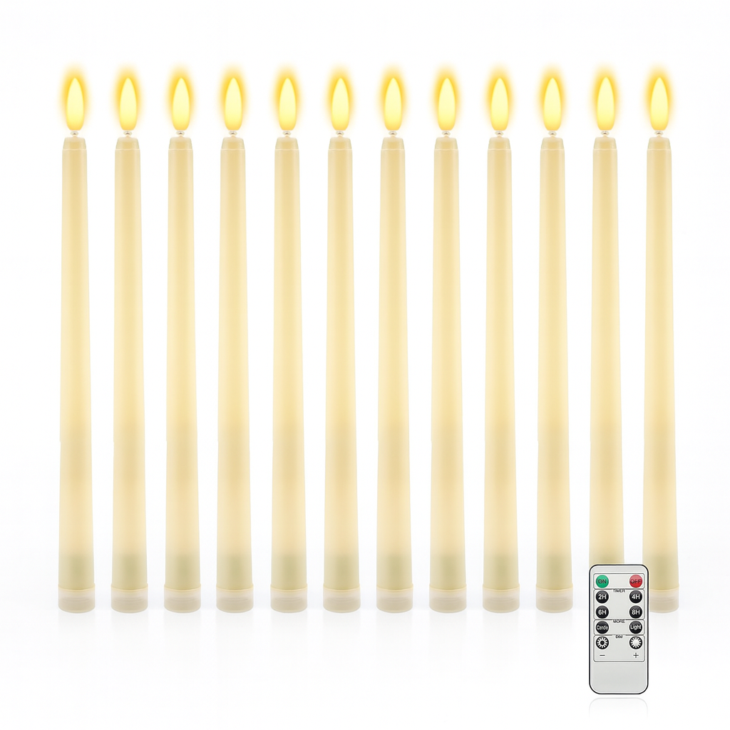 Set de 12 espelmes LED tipus canelobre a bateria