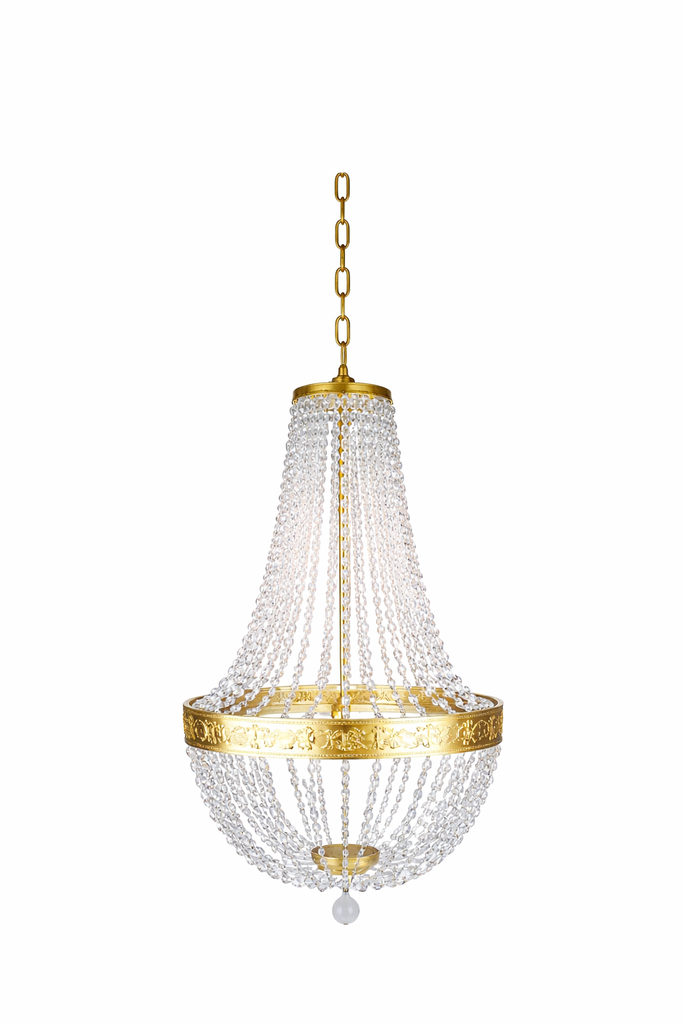 Gold plexi drop chandelier, diameter 43 cm / height 80 cm