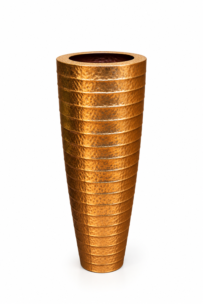 Jarrón de metal dorado 1m